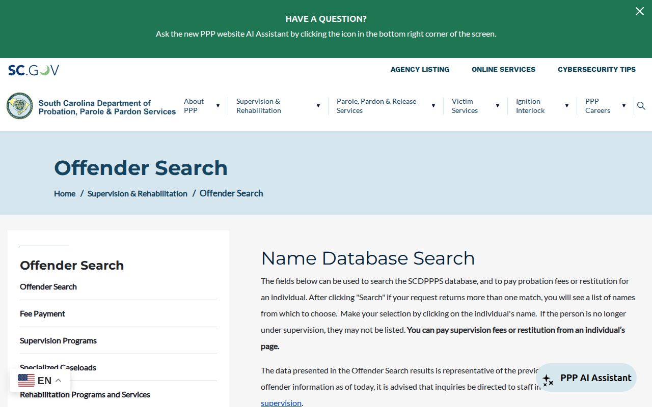 Laurens County parole and probation offender search