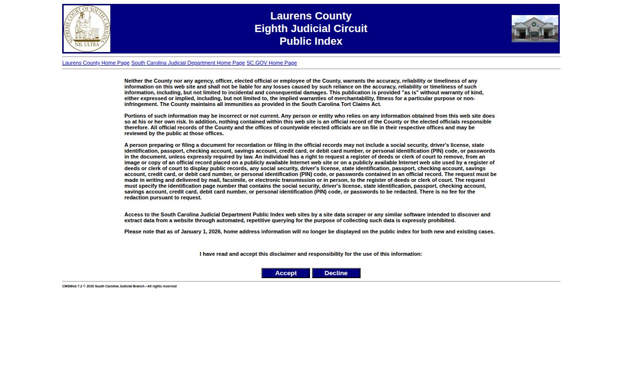 Laurens County released inmate court record search